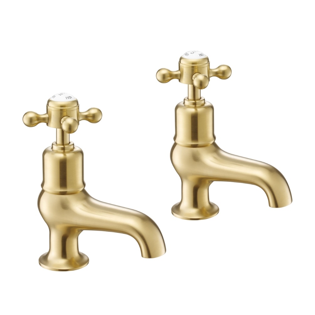 JTP Grosvenor Cross Brushed Brass Traditional Bath Taps
